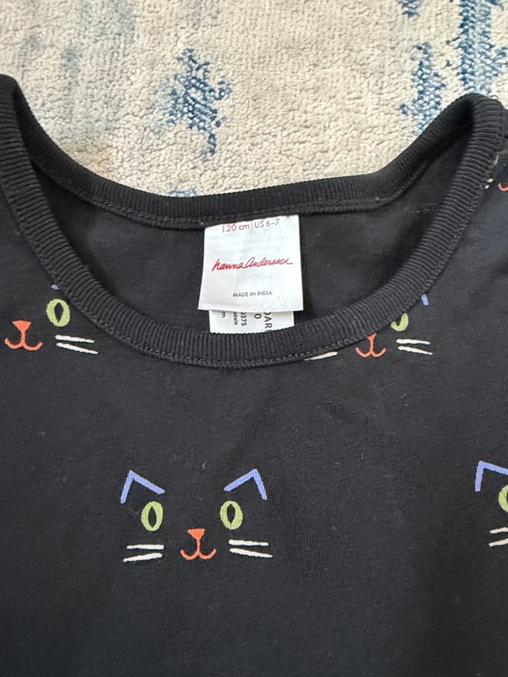 Hanna Andersson Black Long-Sleeve Cat Face Print Dress - Picture 2 of 7